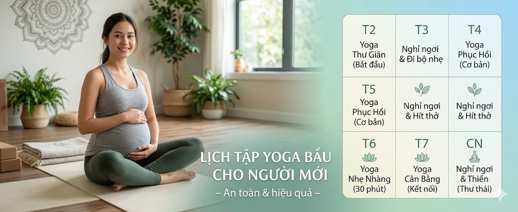 Lịch Tập Yoga Bầu 3 Tháng Đầu Cho Người Mới – An Toàn & Hiệu Quả