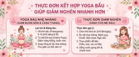 Thực đơn kết hợp yoga bầu giúp giảm nghén nhanh hơn